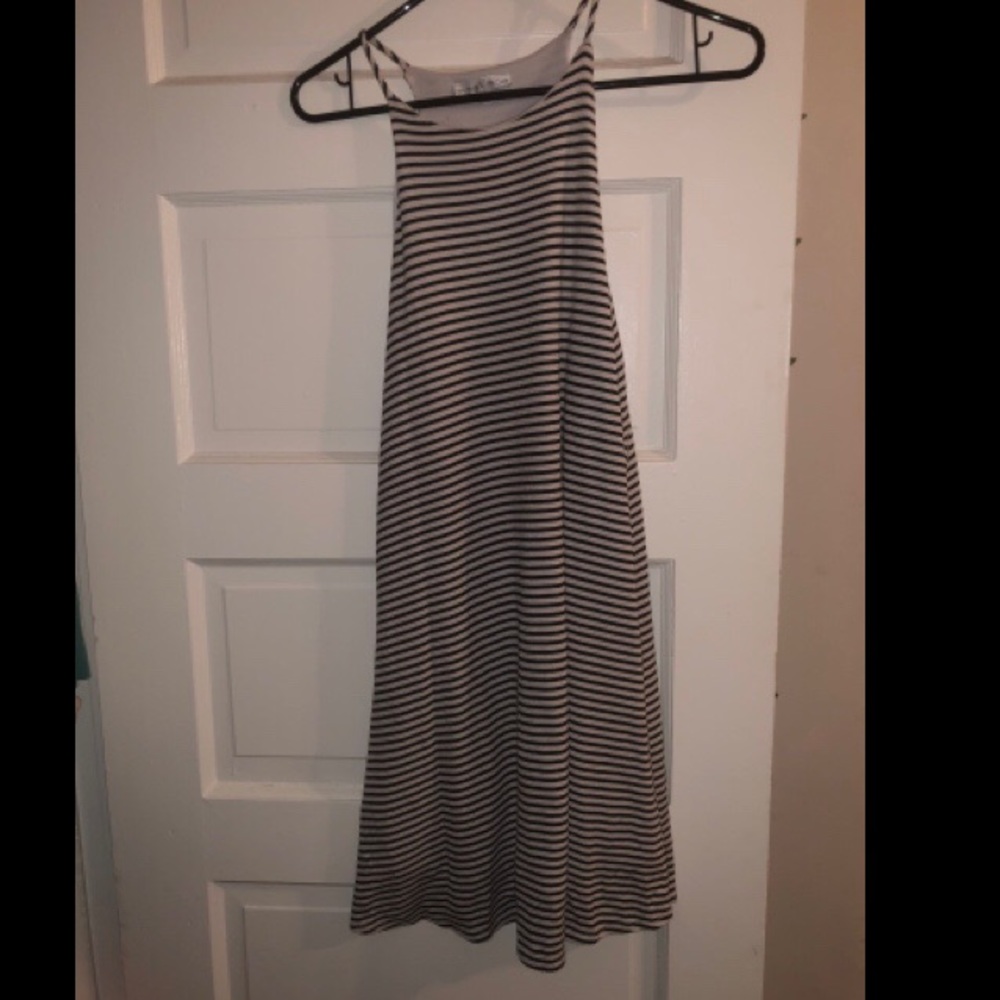 Black and white striped spaghetti strapped dress